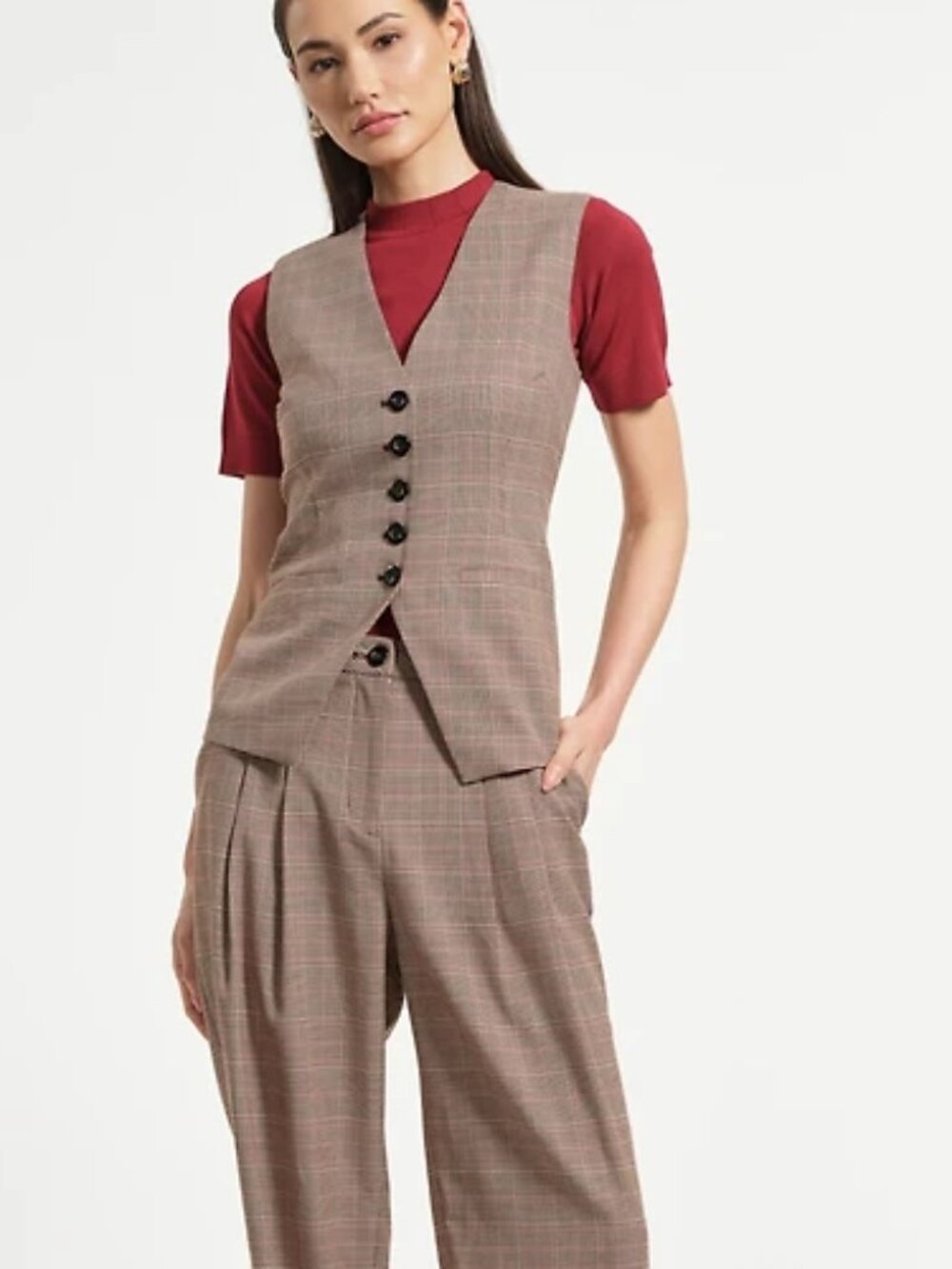 Isaac Mizrahi Women's Plaid Vest